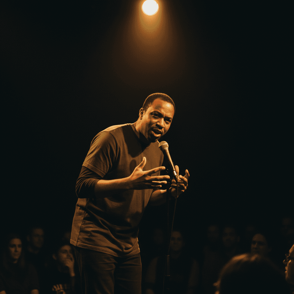 Bo Daytona engaging with audience during intimate comedy moment