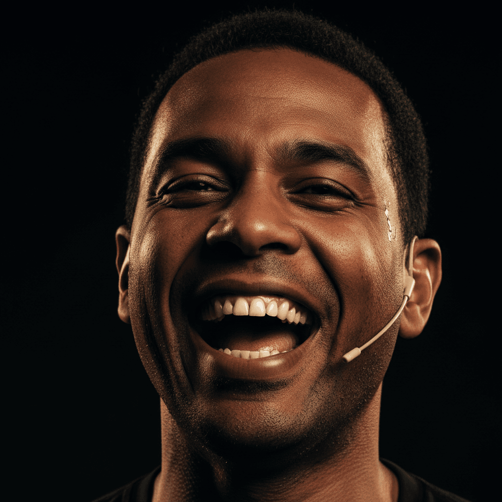 Bo Daytona's expressive face during comedic delivery on stage